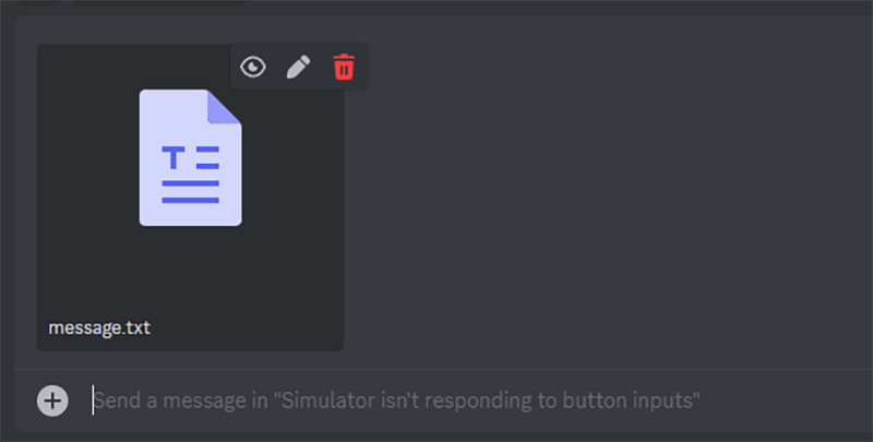 Screenshot of Discord with the logs pasted as a message.txt attachment.